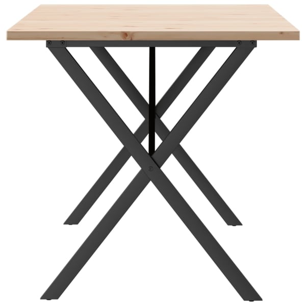 vidaXL Spisebord X-ramme 140x80x75,5 cm heltre furu og stål
