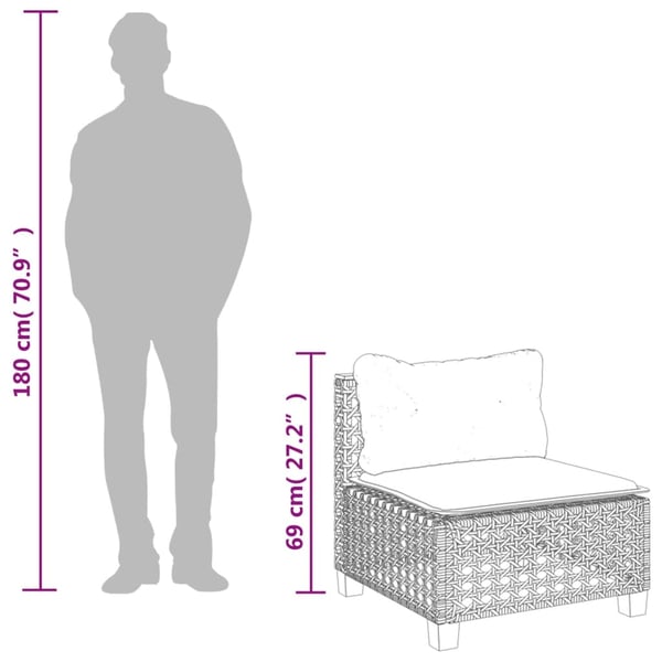 vidaXL sofasæt til haven 6 dele med hynder polyrattan grå