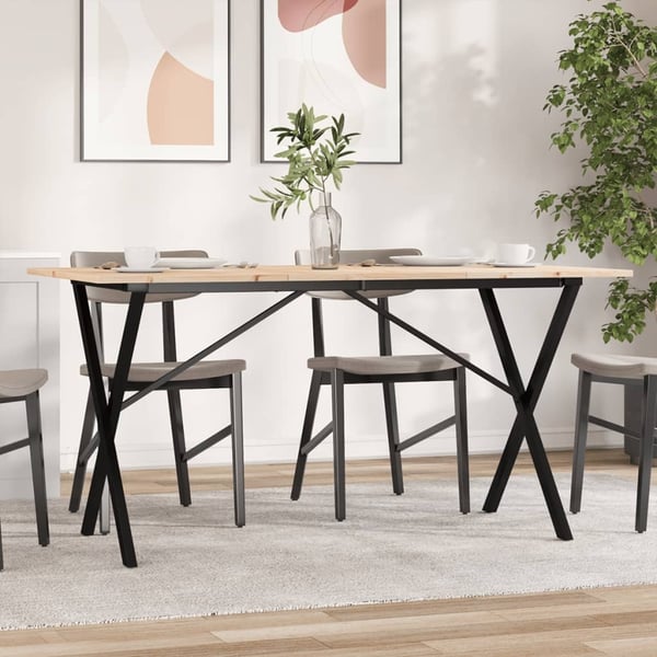 vidaXL Spisebord X-ramme 160x80x75 cm heltre furu og stål