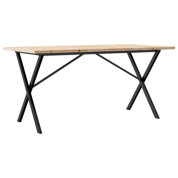 vidaXL Spisebord X-ramme 160x80x75,5 cm heltre furu og stål