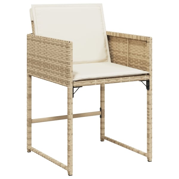 vidaXL spisebordssæt til haven 9 dele med hynder polyrattan beige