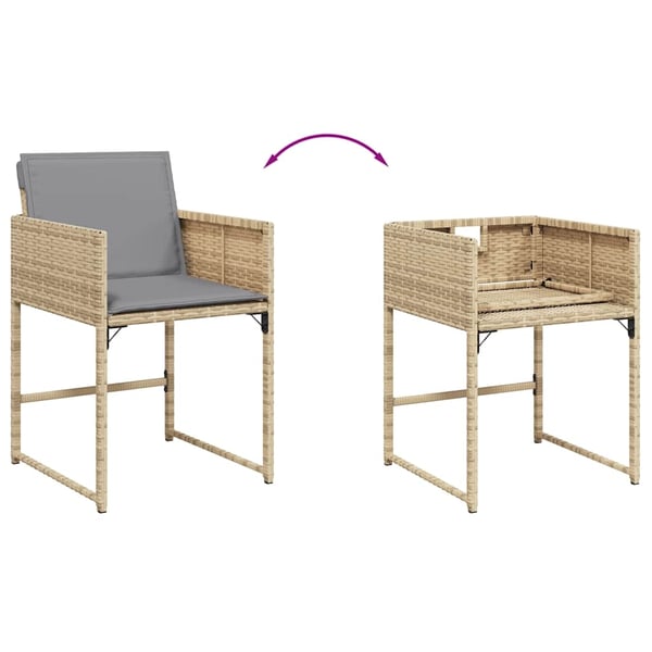 vidaXL spisebordssæt til haven 17 dele med hynder polyrattan beige