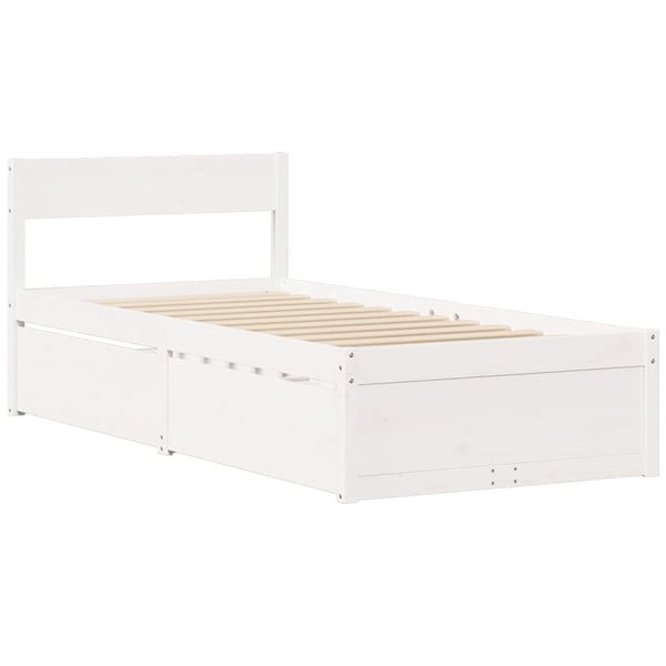 vidaXL seng med skuffer og madras 90x200 cm massivt fyrretræ hvid