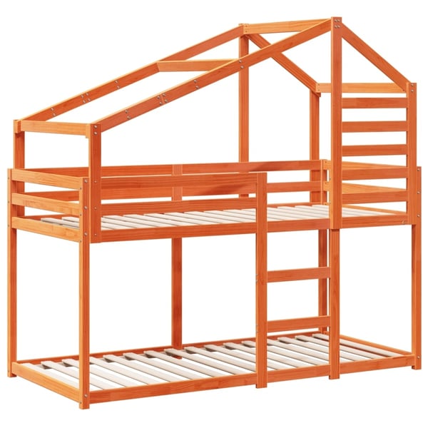 vidaXL Barneseng med tak voksbrun 80x200 cm heltre furu
