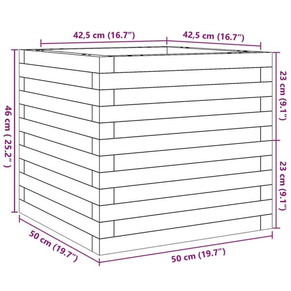 vidaXL Plantekasse 50x50x46 cm heltre furu