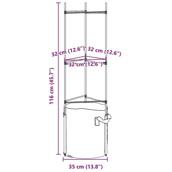 vidaXL Tomatbur med planteposer 8 stk 116 cm stål og PP