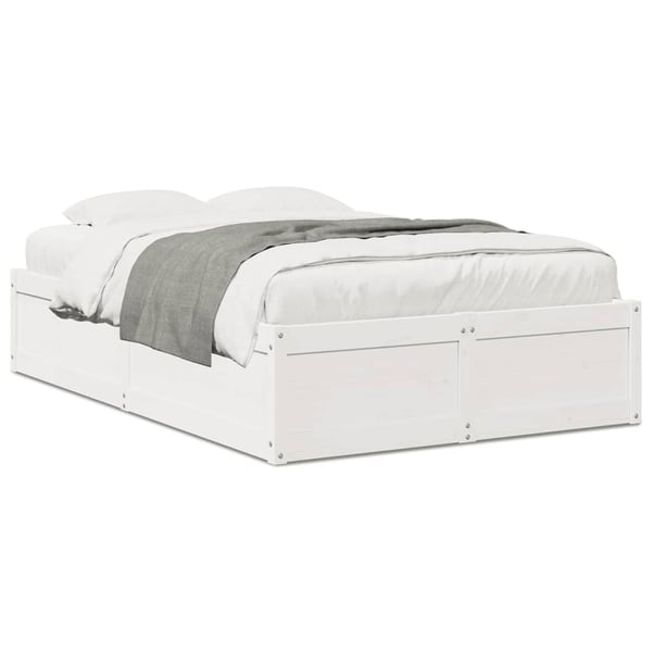 vidaXL Sengeramme uten madrass hvit 135x190 cm heltre furu