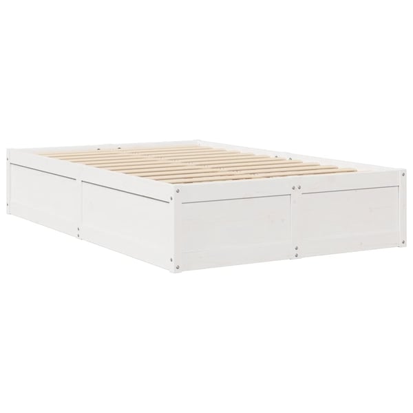 vidaXL sengeramme uden madras 135x190 cm massivt fyrretræ hvid