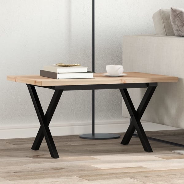 vidaXL Salongbord X-ramme 80x50x40,5 cm heltre furu og stål