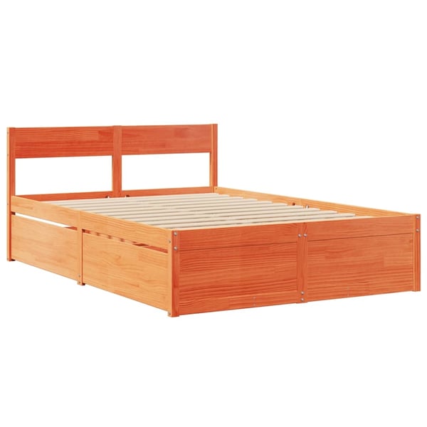vidaXL Sengeramme uten madrass voksbrun 140x190 cm heltre furu