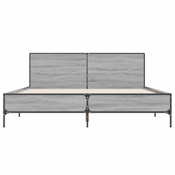 vidaXL Sengeramme grå sonoma 135x190 cm konstruert tre og metall