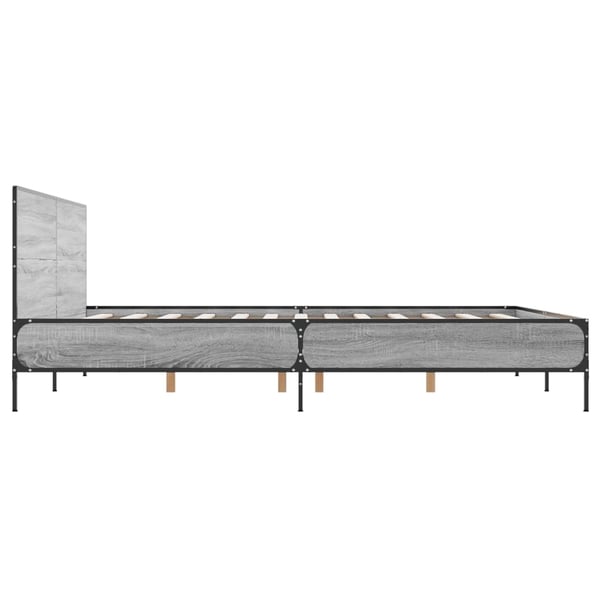 vidaXL Sengeramme grå sonoma 135x190 cm konstruert tre og metall