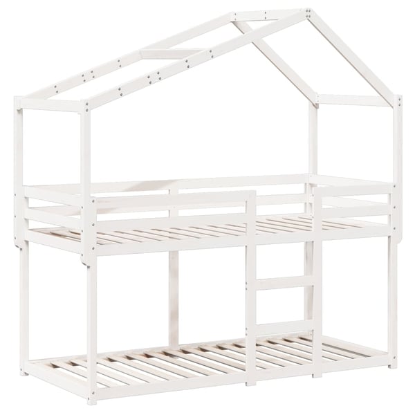 vidaXL køjeseng med tag 90x190 cm massivt fyrretræ hvid