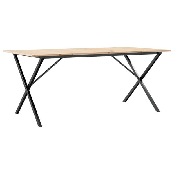 vidaXL Spisebord X-ramme 180x90x75 cm heltre furu og stål