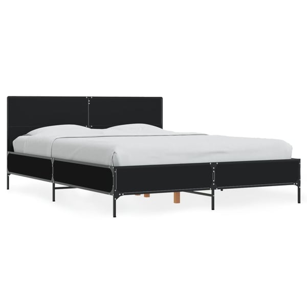 vidaXL sengestel 135x190 cm konstrueret træ og metal sort