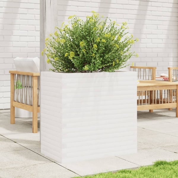 vidaXL Plantekasse hvit 70x40x68,5 cm heltre furu