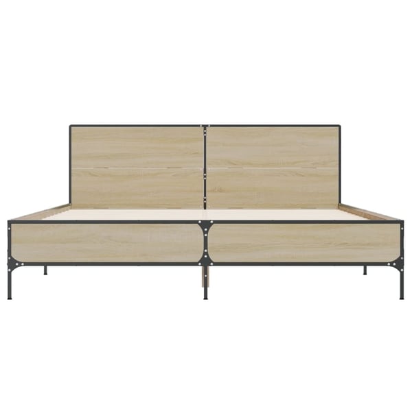 vidaXL Sengeramme sonoma eik 135x190 cm konstruert tre og metall