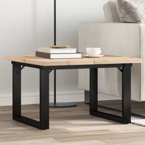 vidaXL sofabord 60x60x40,5 cm O-stel massivt fyrretræ og støbejern