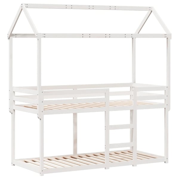 vidaXL Køyeseng med tak hvit 90x200 cm heltre furu