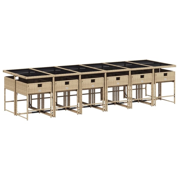 vidaXL spisebordssæt til haven 13 dele med hynder polyrattan beige