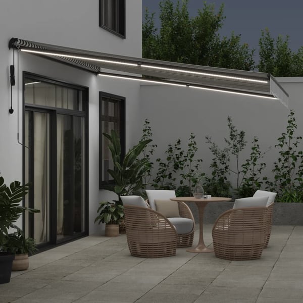 vidaXL Automatisk uttrekkbar markise LED antrasitt og hvit 400x300 cm