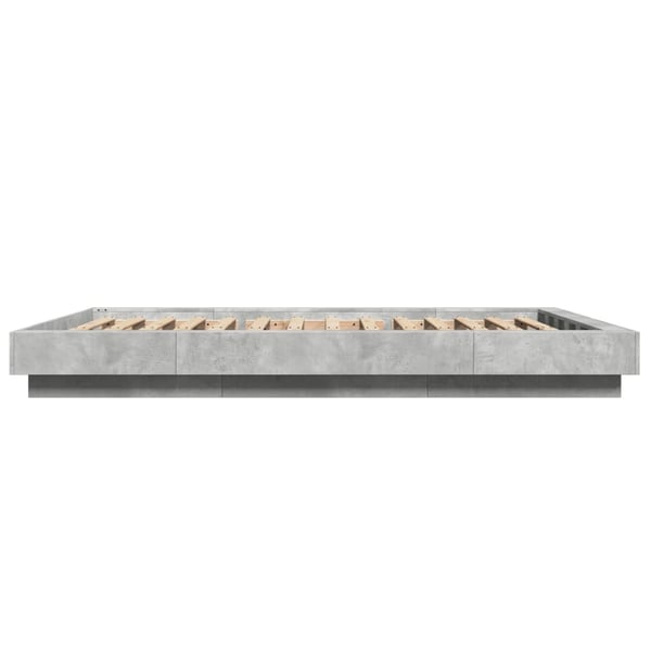 vidaXL Sengeramme med LED-lys betonggrå 120x200 cm konstruert tre