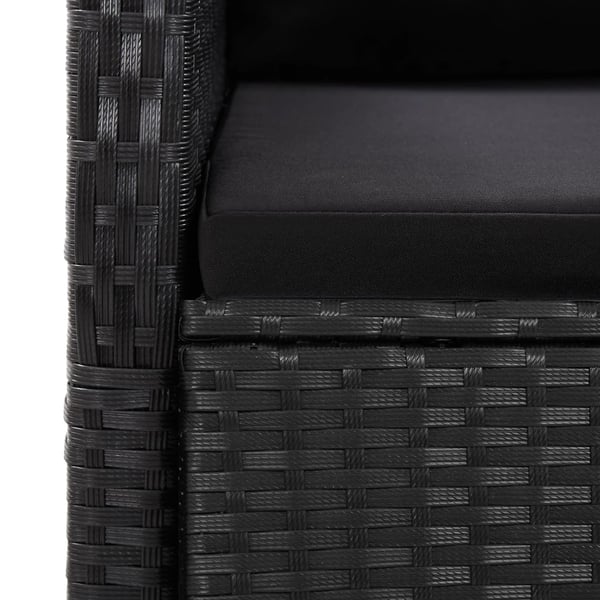 vidaXL spisebordssæt til haven 7 dele med hynder polyrattan sort