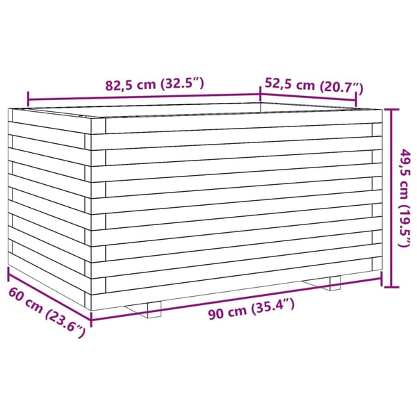 vidaXL Plantekasse voksbrun 90x60x49,5 cm heltre furu