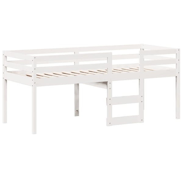 vidaXL Høyseng med tak hvit 90x190 cm heltre furu