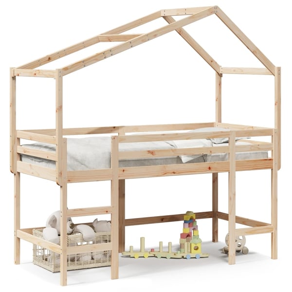vidaXL Køyeseng med stige og tak 80x200 cm heltre furu