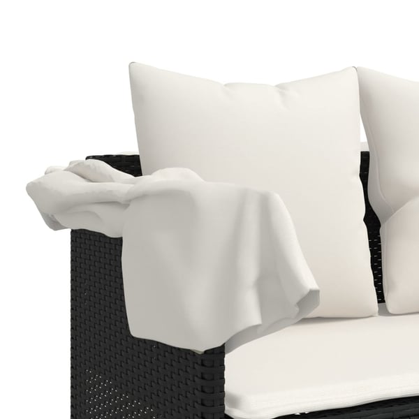 vidaXL Loungegrupp för trädgården med dynor 5 delar svart konstrotting