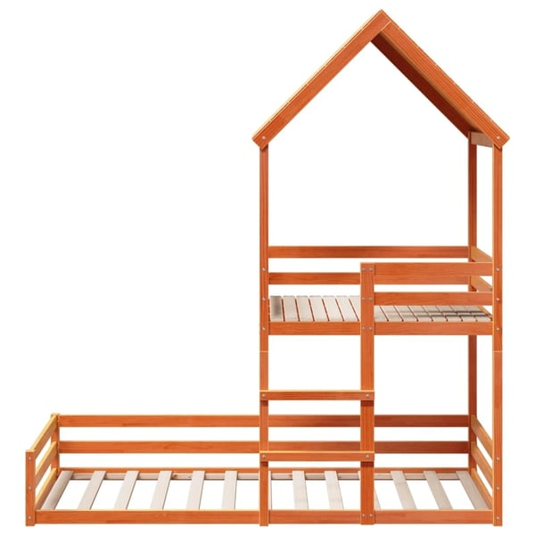vidaXL Køyeseng med tak voksbrun 90x190 cm heltre furu