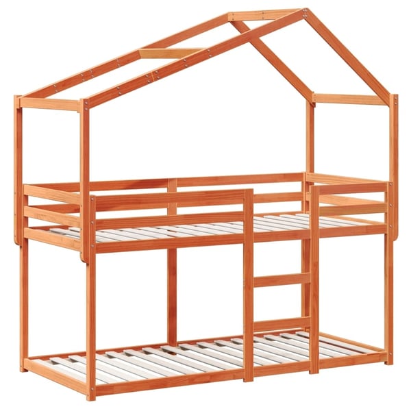 vidaXL Barneseng med tak voksbrun 80x200 cm heltre furu