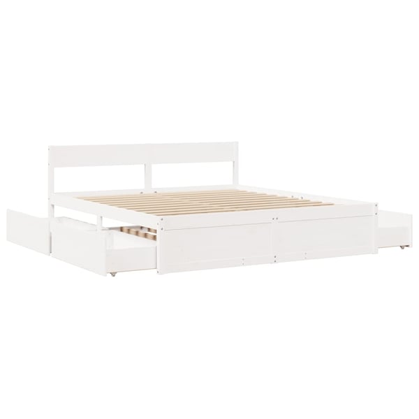 vidaXL Sengeramme med madrass hvit 200x200 cm heltre furu