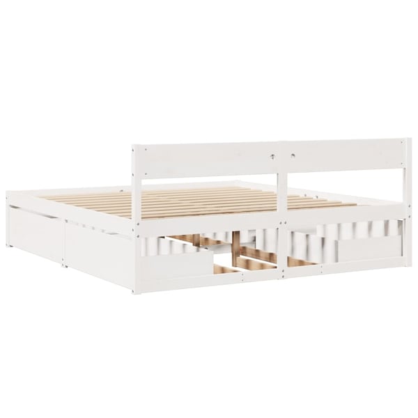 vidaXL Sengeramme med madrass hvit 200x200 cm heltre furu