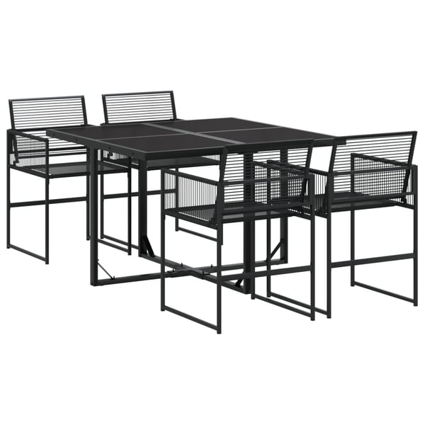 vidaXL Hagespisegruppe 5 deler svart polyrotting