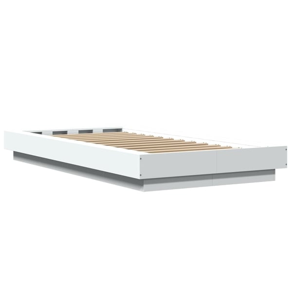 vidaXL Sengeramme med LED-lys hvit 75x190 cm konstruert tre