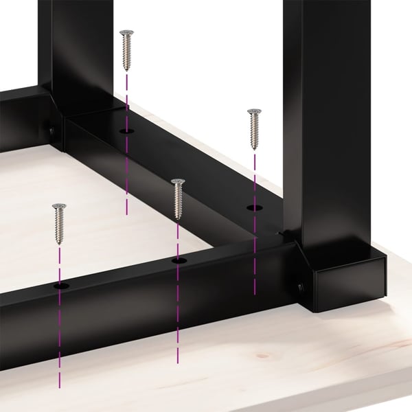 vidaXL Spisebord O-ramme 200x100x75,5 cm heltre furu og stål