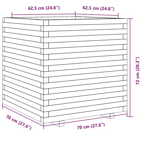 vidaXL Plantekasse 70x70x72 cm heltre furu