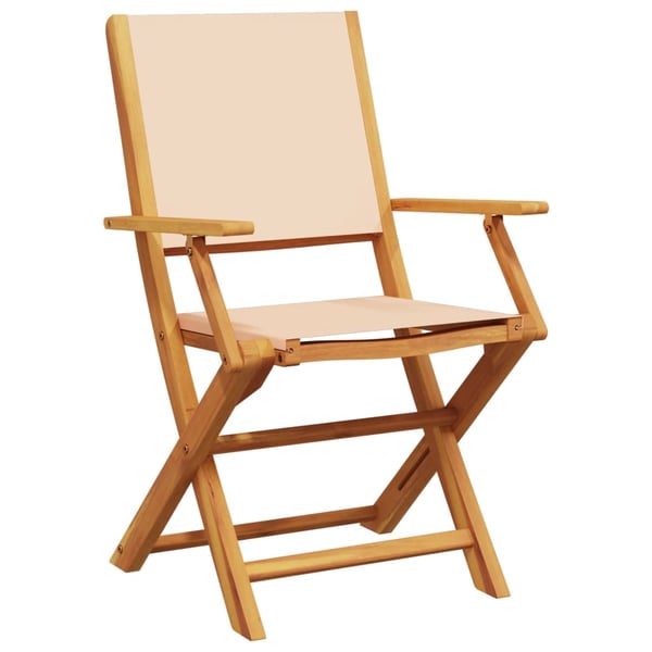 vidaXL spisebordssæt til haven 5 dele stof og massivt træ beige