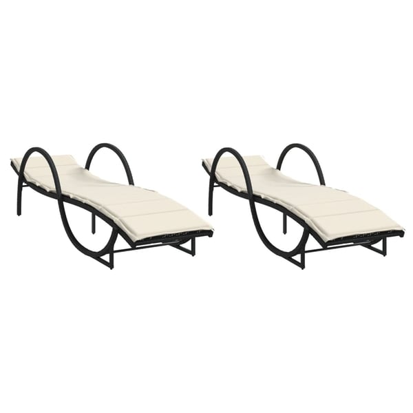 vidaXL liggestole 2 stk. med hynder polyrattan sort