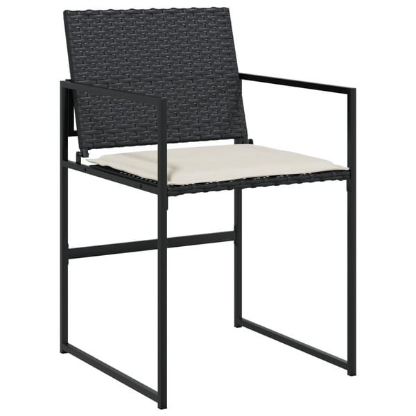 vidaXL spisebordssæt til haven 7 dele med hynder polyrattan sort