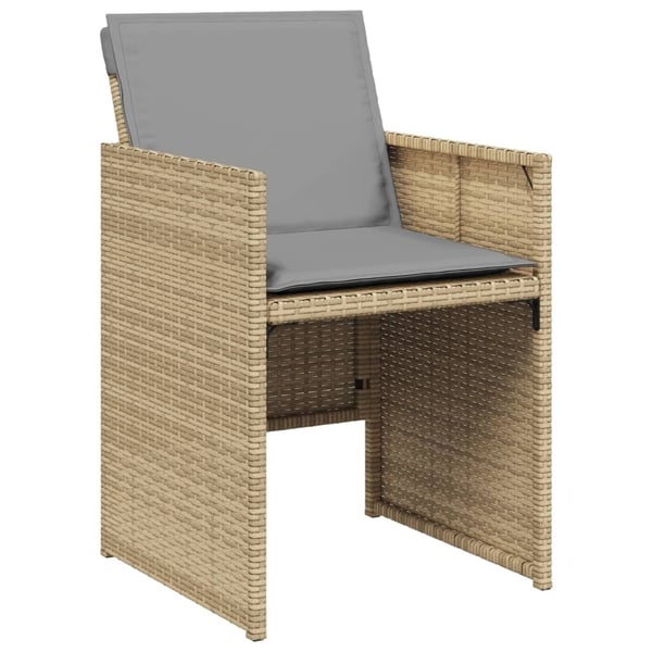 vidaXL spisebordssæt til haven 15 dele med hynder polyrattan beige