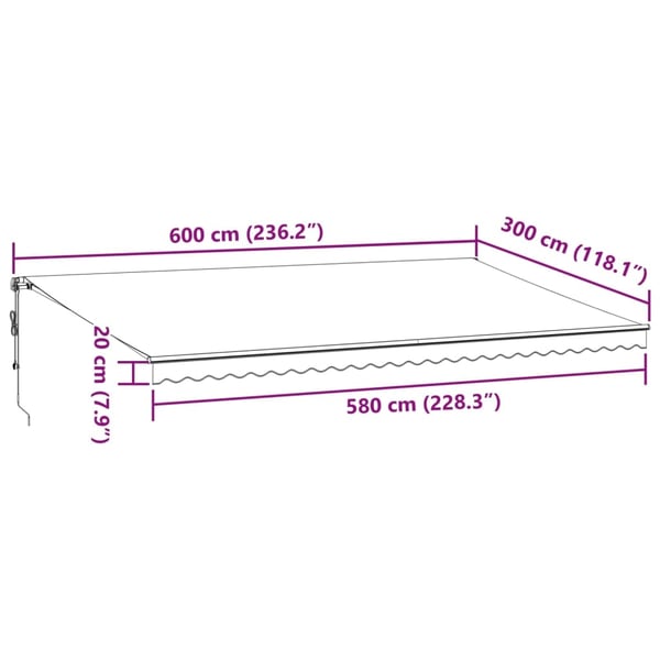 vidaXL Automatisk uttrekkbar markise brun 600x300 cm