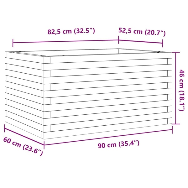 vidaXL Plantekasse hvit 90x60x46 cm heltre furu
