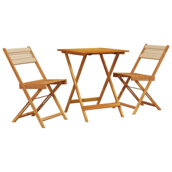 vidaXL Bistrosett 3 deler beige polypropylen og heltre