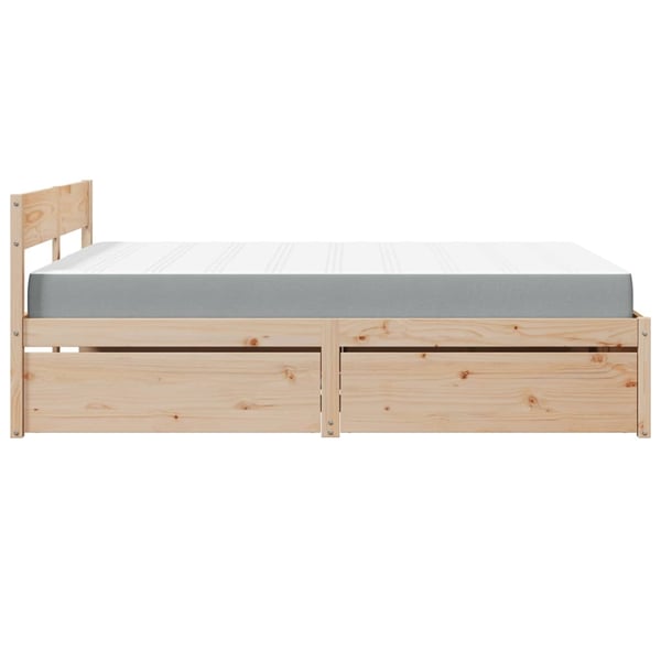 vidaXL seng med skuffer og madras 140x200 cm massivt fyrretræ