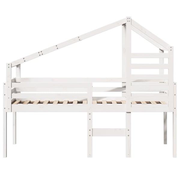 vidaXL Høyseng med tak hvit 90x200 cm heltre furu
