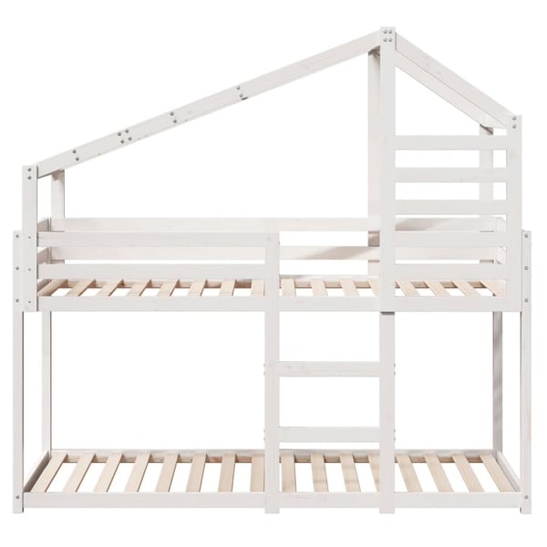 vidaXL Køyeseng med tak hvit 90x200 cm heltre furu