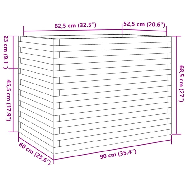 vidaXL Plantekasse voksbrun 90x60x68,5 cm heltre furu